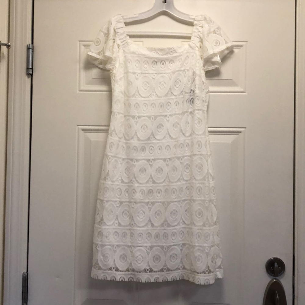 Never worn. White dress. Summer, rehearsal dinner.